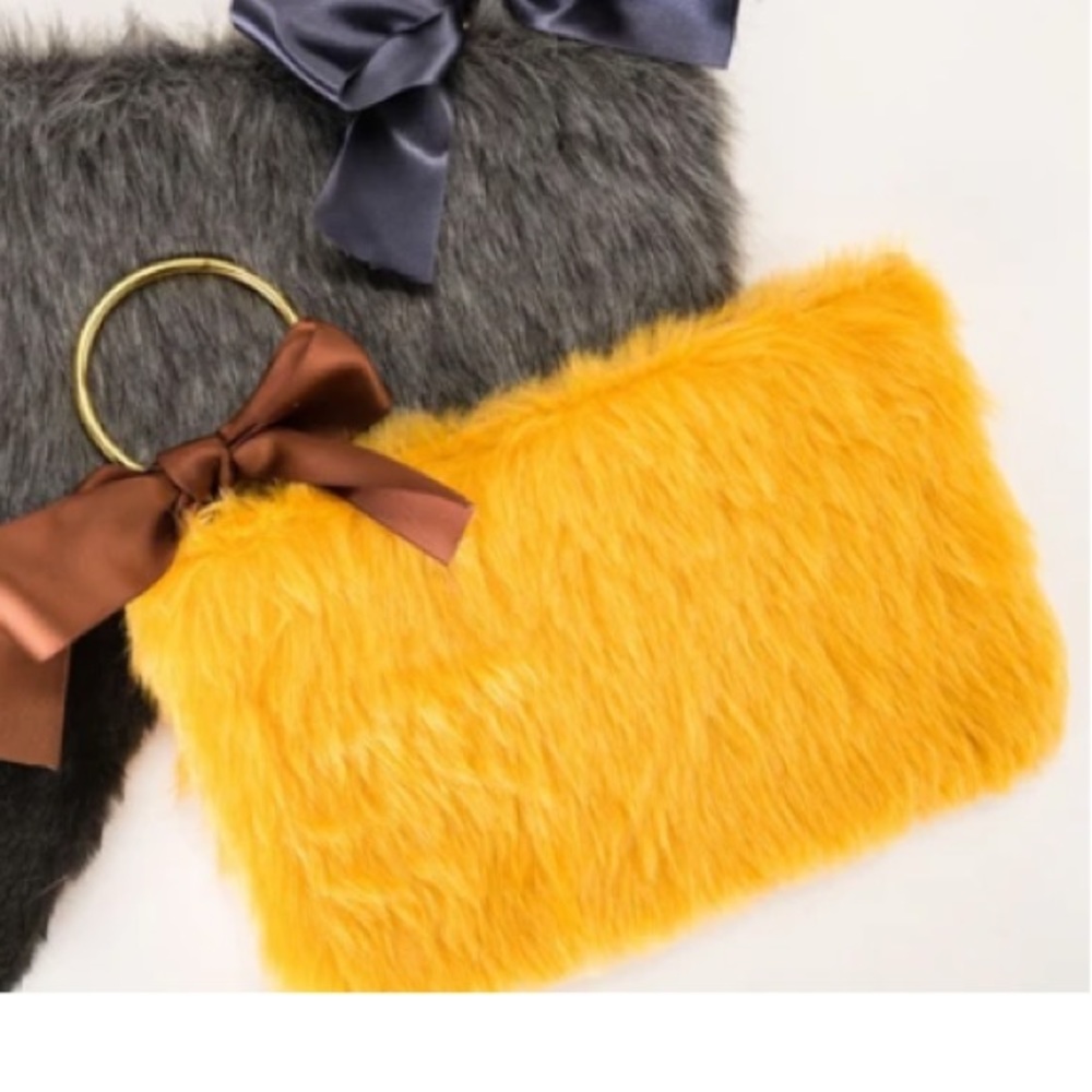 Faux fur clutch